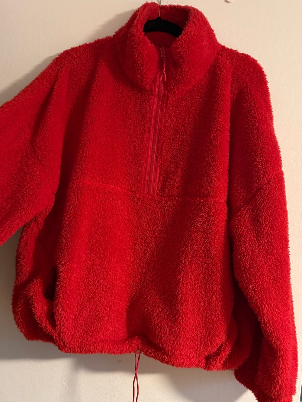 Cozy Red Plush Half-Zip Fleece Pullover Size XL
